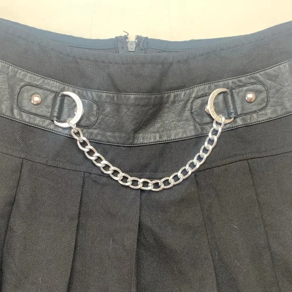 Tripp Royal Bones size medium black pleated mini skirt silver chain emo goth
